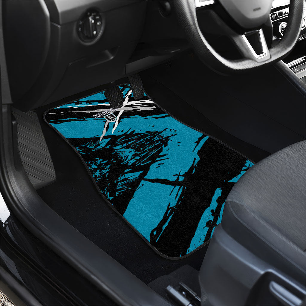 Port Adelaide Football Club Car Mats Power Muscular Mascot Graphic - Abstract Paint Splatter Art