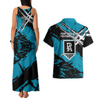Port Adelaide Football Club Couples Matching Tank Maxi Dress and Hawaiian Shirt Power Muscular Mascot Graphic - Abstract Paint Splatter Art