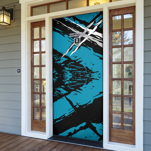 Port Adelaide Football Club Door Cover Power Muscular Mascot Graphic - Abstract Paint Splatter Art