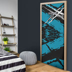 Port Adelaide Football Club Door Cover Power Muscular Mascot Graphic - Abstract Paint Splatter Art