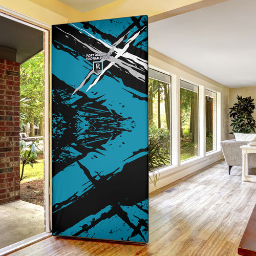 Port Adelaide Football Club Door Cover Power Muscular Mascot Graphic - Abstract Paint Splatter Art