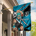 Port Adelaide Football Club Garden Flag Power Muscular Mascot Graphic - Abstract Paint Splatter Art