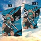 Port Adelaide Football Club Garden Flag Power Muscular Mascot Graphic - Abstract Paint Splatter Art