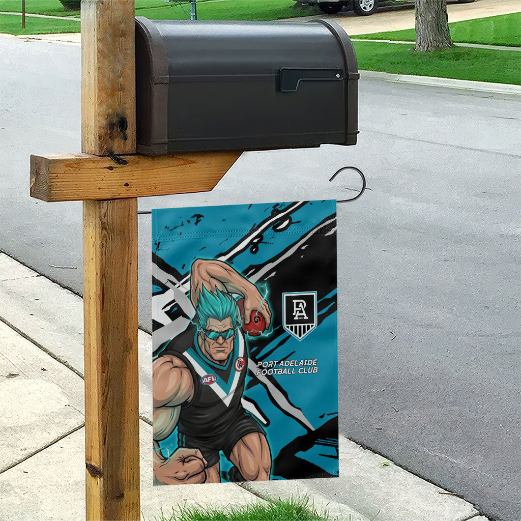 Port Adelaide Football Club Garden Flag Power Muscular Mascot Graphic - Abstract Paint Splatter Art