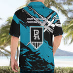 Port Adelaide Football Club Hawaiian Shirt Power Muscular Mascot Graphic - Abstract Paint Splatter Art