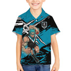 Port Adelaide Football Club Hawaiian Shirt Power Muscular Mascot Graphic - Abstract Paint Splatter Art
