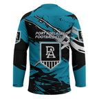 Port Adelaide Football Club Hockey Jersey Power Muscular Mascot Graphic - Abstract Paint Splatter Art