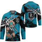 Port Adelaide Football Club Hockey Jersey Power Muscular Mascot Graphic - Abstract Paint Splatter Art