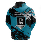 Port Adelaide Football Club Hoodie Power Muscular Mascot Graphic - Abstract Paint Splatter Art