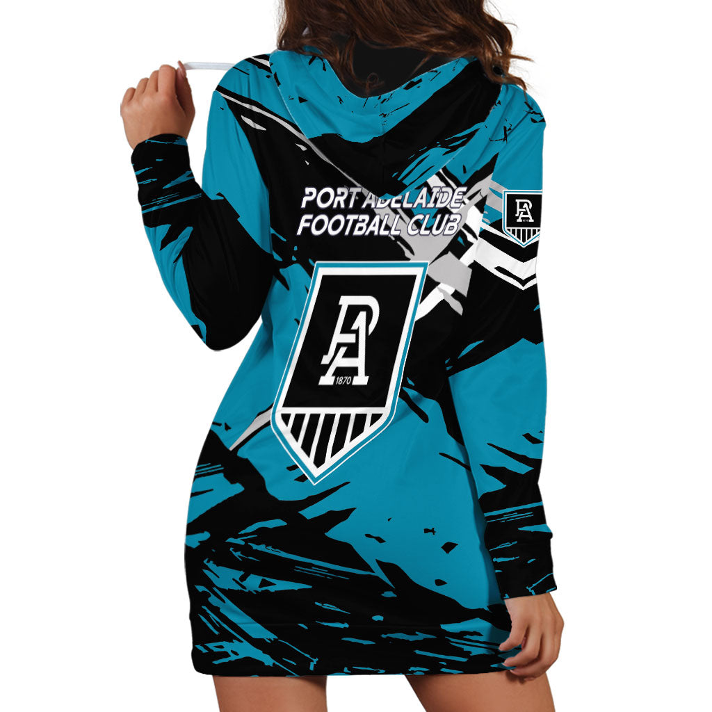 Port Adelaide Football Club Hoodie Dress Power Muscular Mascot Graphic - Abstract Paint Splatter Art