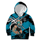 Port Adelaide Football Club Kid Hoodie Power Muscular Mascot Graphic - Abstract Paint Splatter Art