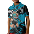 Port Adelaide Football Club Kid Polo Shirt Power Muscular Mascot Graphic - Abstract Paint Splatter Art
