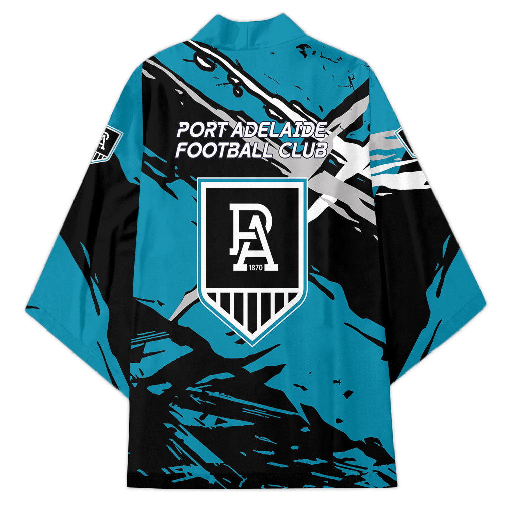 Port Adelaide Football Club Kimono Power Muscular Mascot Graphic - Abstract Paint Splatter Art
