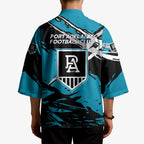 Port Adelaide Football Club Kimono Power Muscular Mascot Graphic - Abstract Paint Splatter Art