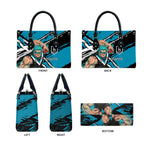Port Adelaide Football Club Leather Bag Power Muscular Mascot Graphic - Abstract Paint Splatter Art