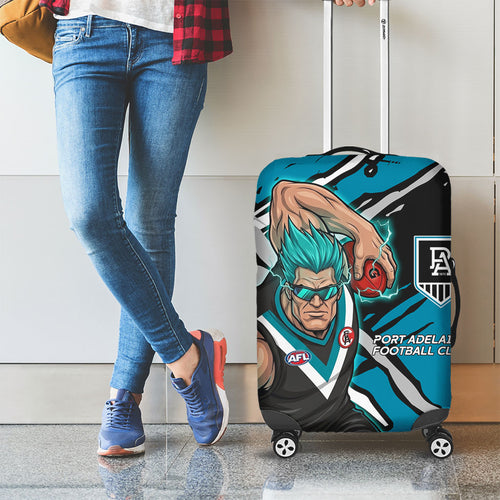 Port Adelaide Football Club Luggage Cover Power Muscular Mascot Graphic - Abstract Paint Splatter Art