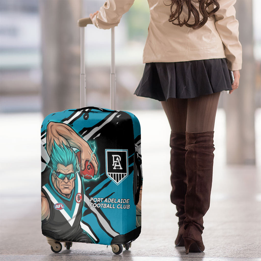 Port Adelaide Football Club Luggage Cover Power Muscular Mascot Graphic - Abstract Paint Splatter Art
