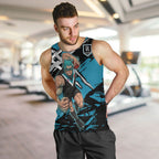 Port Adelaide Football Club Men Tank Top Power Muscular Mascot Graphic - Abstract Paint Splatter Art