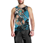 Port Adelaide Football Club Men Tank Top Power Muscular Mascot Graphic - Abstract Paint Splatter Art
