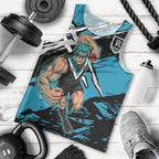 Port Adelaide Football Club Men Tank Top Power Muscular Mascot Graphic - Abstract Paint Splatter Art