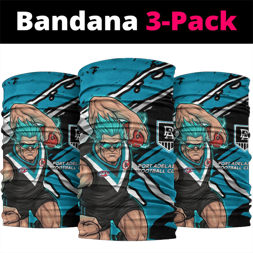 Port Adelaide Football Club Neck Gaiter Power Muscular Mascot Graphic - Abstract Paint Splatter Art