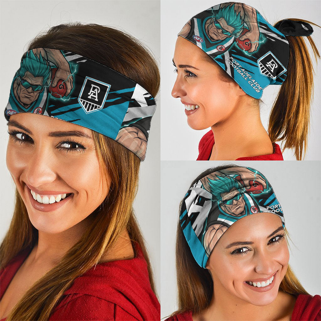 Port Adelaide Football Club Neck Gaiter Power Muscular Mascot Graphic - Abstract Paint Splatter Art