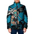 Port Adelaide Football Club Padded Jacket Power Muscular Mascot Graphic - Abstract Paint Splatter Art