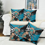 Port Adelaide Football Club Pillow Cover Power Muscular Mascot Graphic - Abstract Paint Splatter Art