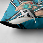 Port Adelaide Football Club Pillow Cover Power Muscular Mascot Graphic - Abstract Paint Splatter Art