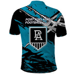 Port Adelaide Football Club Polo Shirt Power Muscular Mascot Graphic - Abstract Paint Splatter Art