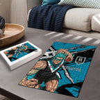 Port Adelaide Football Club Puzzle Power Muscular Mascot Graphic - Abstract Paint Splatter Art