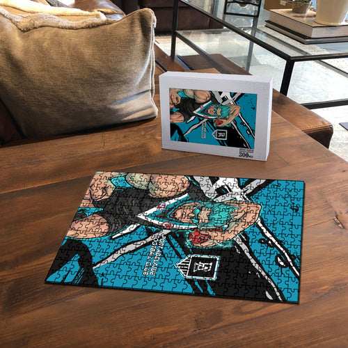 Port Adelaide Football Club Puzzle Power Muscular Mascot Graphic - Abstract Paint Splatter Art