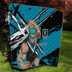 Port Adelaide Football Club Quilt Power Muscular Mascot Graphic - Abstract Paint Splatter Art