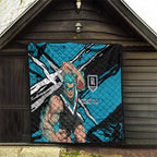 Port Adelaide Football Club Quilt Power Muscular Mascot Graphic - Abstract Paint Splatter Art