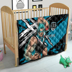 Port Adelaide Football Club Quilt Power Muscular Mascot Graphic - Abstract Paint Splatter Art
