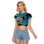 Port Adelaide Football Club Raglan Cropped T Shirt Power Muscular Mascot Graphic - Abstract Paint Splatter Art