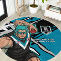 Port Adelaide Football Club Round Carpet Power Muscular Mascot Graphic - Abstract Paint Splatter Art