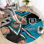 Port Adelaide Football Club Round Carpet Power Muscular Mascot Graphic - Abstract Paint Splatter Art