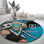 Port Adelaide Football Club Round Carpet Power Muscular Mascot Graphic - Abstract Paint Splatter Art
