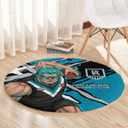 Port Adelaide Football Club Round Carpet Power Muscular Mascot Graphic - Abstract Paint Splatter Art
