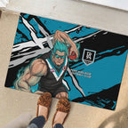 Port Adelaide Football Club Rubber Doormat Power Muscular Mascot Graphic - Abstract Paint Splatter Art