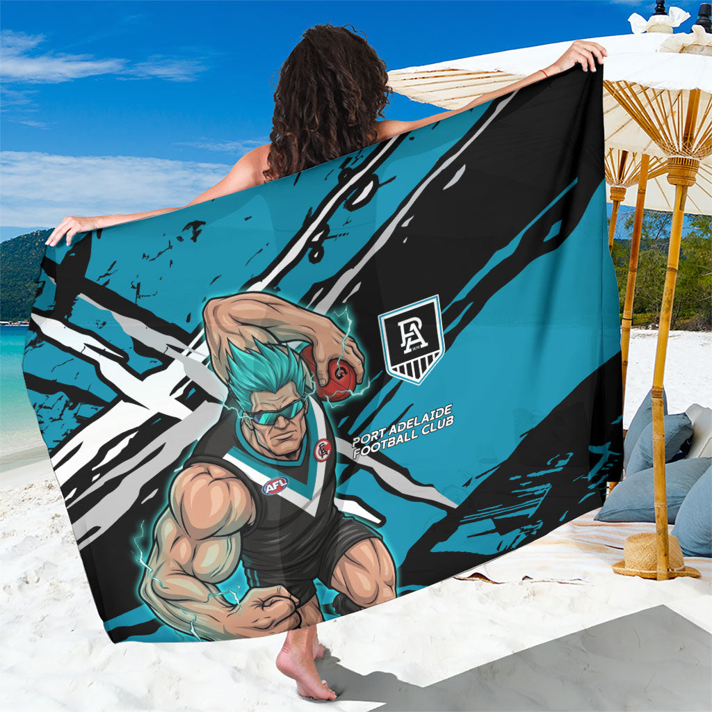 Port Adelaide Football Club Sarong Power Muscular Mascot Graphic - Abstract Paint Splatter Art