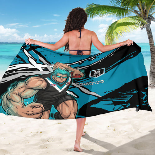 Port Adelaide Football Club Sarong Power Muscular Mascot Graphic - Abstract Paint Splatter Art