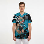 Port Adelaide Football Club Scrub Top Power Muscular Mascot Graphic - Abstract Paint Splatter Art