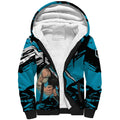 Port Adelaide Football Club Sherpa Hoodie Power Muscular Mascot Graphic - Abstract Paint Splatter Art