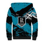 Port Adelaide Football Club Sherpa Hoodie Power Muscular Mascot Graphic - Abstract Paint Splatter Art