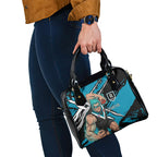 Port Adelaide Football Club Shoulder Handbag Power Muscular Mascot Graphic - Abstract Paint Splatter Art
