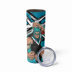 Port Adelaide Football Club Skinny Tumbler Power Muscular Mascot Graphic - Abstract Paint Splatter Art