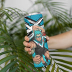 Port Adelaide Football Club Skinny Tumbler Power Muscular Mascot Graphic - Abstract Paint Splatter Art