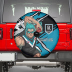 Port Adelaide Football Club Spare Tire Cover Power Muscular Mascot Graphic - Abstract Paint Splatter Art